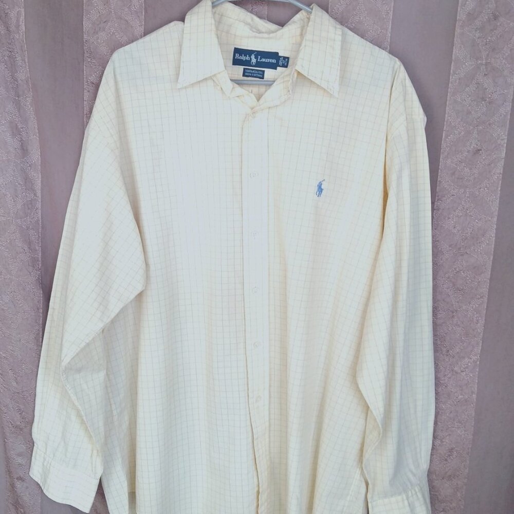 *RALPH LAUREN YARMOUTH MENS LONG SLEEVE BUTTON DOWN COLLAR SHIRT
